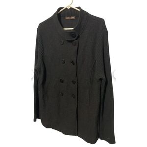 Women's Black Double-Breasted Jacket 100% Wool